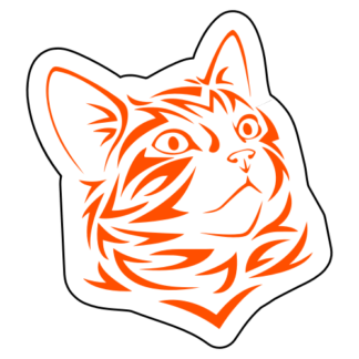 Tribal Cat Sticker (Orange)